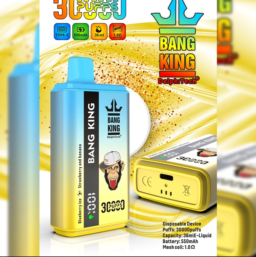 BangKing 30000 Bouffées Vape - BlackBerry / Strawberry Banana Glacée : Une Expérience Intense et Durable pour les Vapoteurs Exigeants